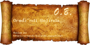 Ormándi Belinda névjegykártya